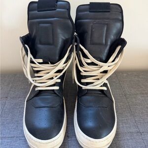 Rick Owens Black and White High-Top Sneakers